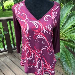 Mixed Media Top with 3/4 Sleeves ❤️